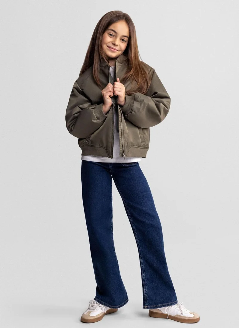 مينوتي Girls lightweight khaki bomber jacket nylon padded 3-15 years